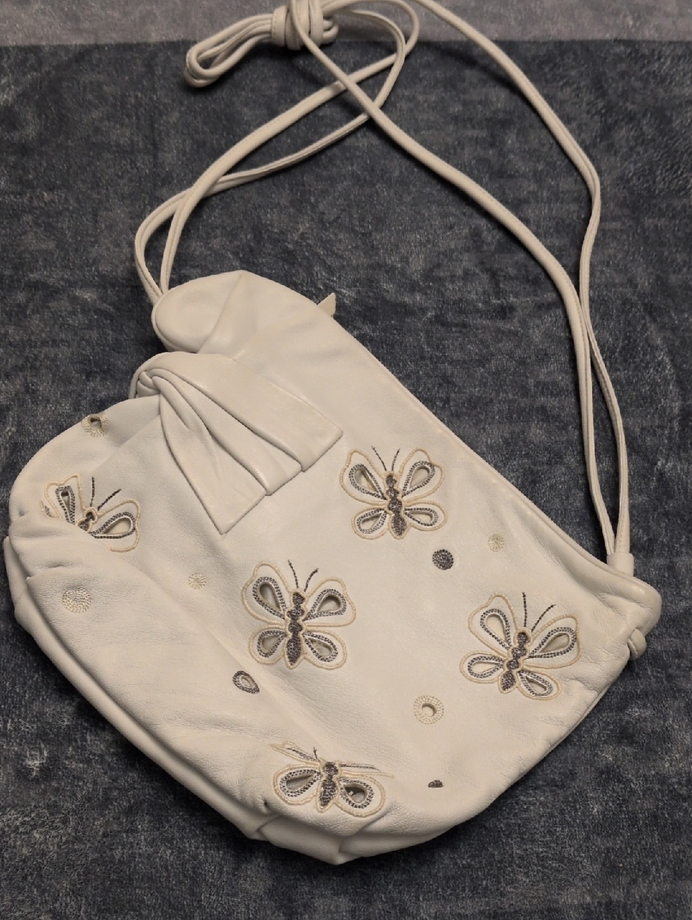 Braccialini Butterfly-Embroidered White Crossbody Bag for Women